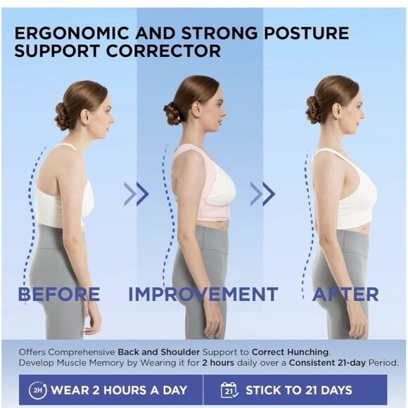 Vicorrect Posture Corrector for Women & Men | Adjustable Upper Back Brace S/M - Picture 5 of 8